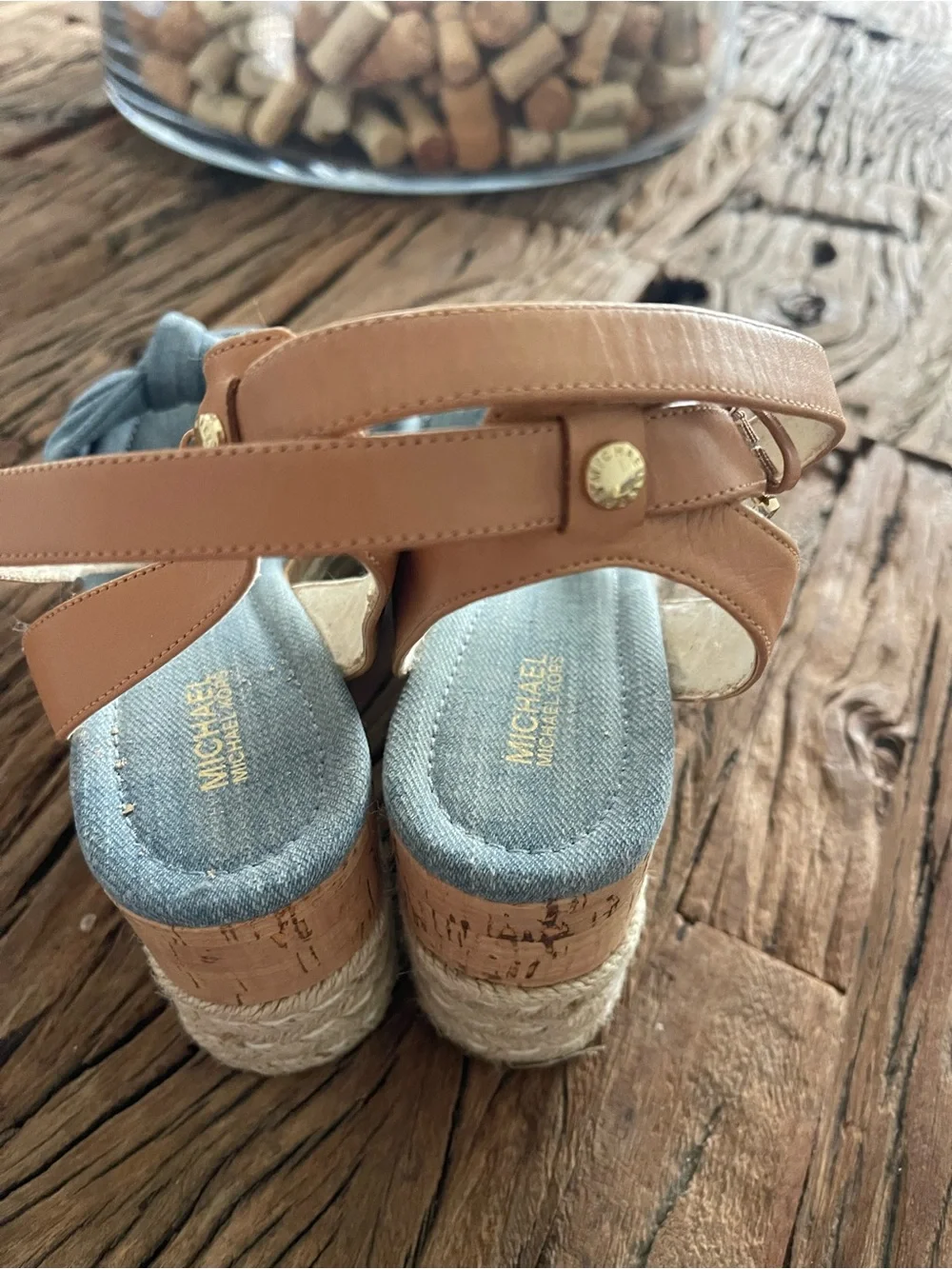 Denim Knot Espadrille Wedge Sandals - Blue